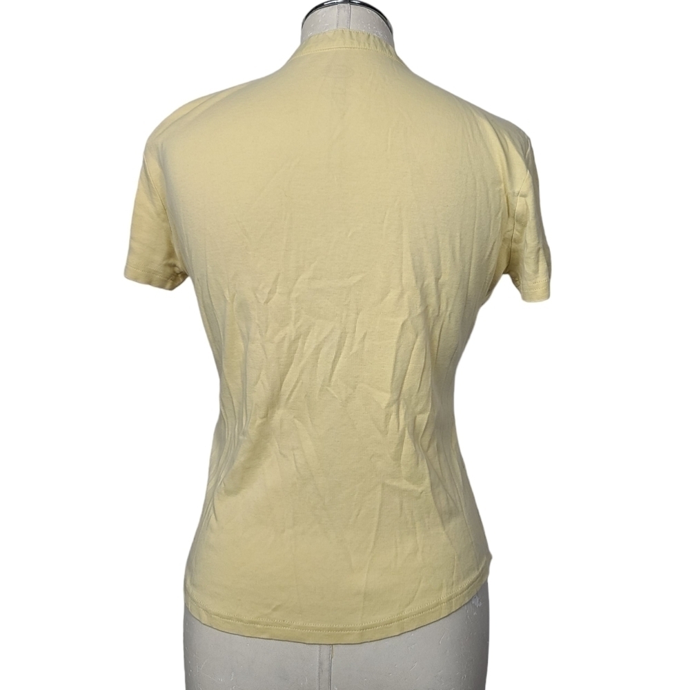 Talbots Light Yellow Pleated Half Button Down Cot… - image 4